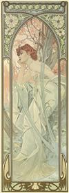 ALPHONSE MUCHA (1860-1939). [TIMES OF THE DAY.] Group of four decorative panels. 1899. Each approximately 41x14 inches, 104x36 cm. [F.